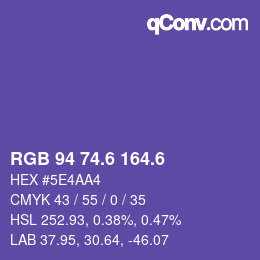 カラーコード: RGB 94 74.6 164.6 | qconv.com