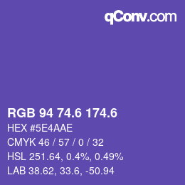 カラーコード: RGB 94 74.6 174.6 | qconv.com