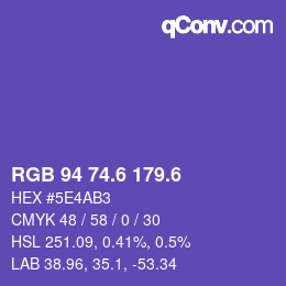 カラーコード: RGB 94 74.6 179.6 | qconv.com