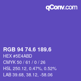 カラーコード: RGB 94 74.6 189.6 | qconv.com