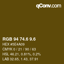 カラーコード: RGB 94 74.6 9.6 | qconv.com