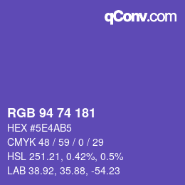 颜色代码: RGB 94 74 181 | qconv.com