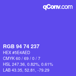 Color code: RGB 94 74 237 | qconv.com