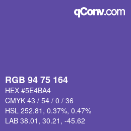 カラーコード: RGB 94 75 164 | qconv.com