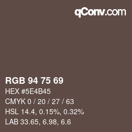 Farbcode: RGB 94 75 69 | qconv.com