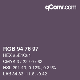 Color code: RGB 94 76 97 | qconv.com