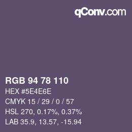 Código de color: RGB 94 78 110 | qconv.com