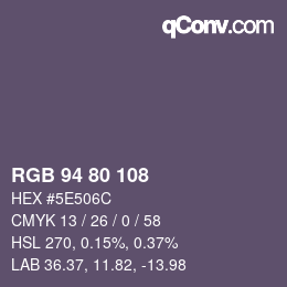 Código de color: RGB 94 80 108 | qconv.com