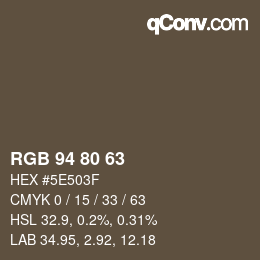 カラーコード: RGB 94 80 63 | qconv.com