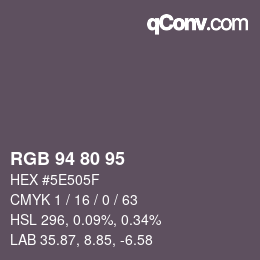 Color code: RGB 94 80 95 | qconv.com