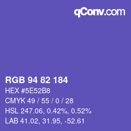 カラーコード: RGB 94 82 184 | qconv.com