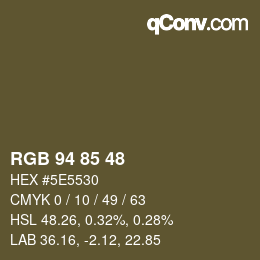 Farbcode: RGB 94 85 48 | qconv.com