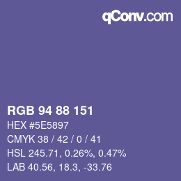 Color code: RGB 94 88 151 | qconv.com