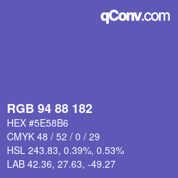 Color code: RGB 94 88 182 | qconv.com