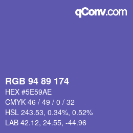 Color code: RGB 94 89 174 | qconv.com