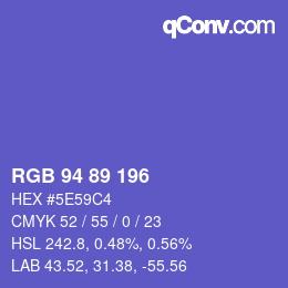 カラーコード: RGB 94 89 196 | qconv.com