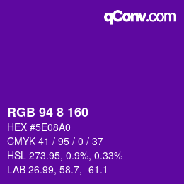 Color code: RGB 94 8 160 | qconv.com