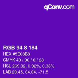 Color code: RGB 94 8 184 | qconv.com