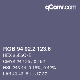 カラーコード: RGB 94 92.2 123.6 | qconv.com