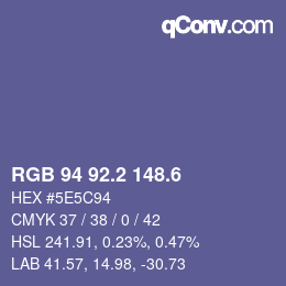 カラーコード: RGB 94 92.2 148.6 | qconv.com