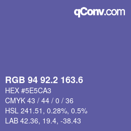 カラーコード: RGB 94 92.2 163.6 | qconv.com