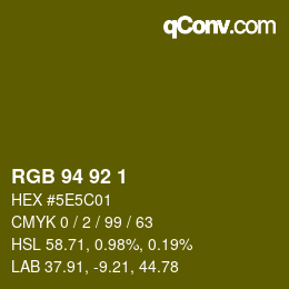 カラーコード: RGB 94 92 1 | qconv.com