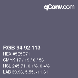 Código de color: RGB 94 92 113 | qconv.com