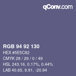 Color code: RGB 94 92 130 | qconv.com
