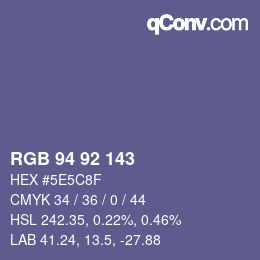 カラーコード: RGB 94 92 143 | qconv.com