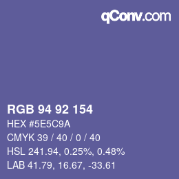 カラーコード: RGB 94 92 154 | qconv.com