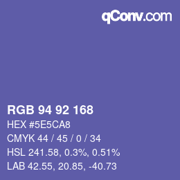 カラーコード: RGB 94 92 168 | qconv.com