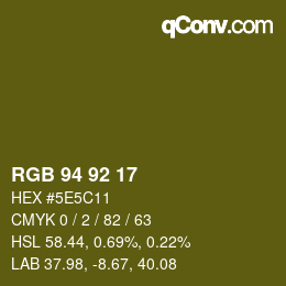 カラーコード: RGB 94 92 17 | qconv.com