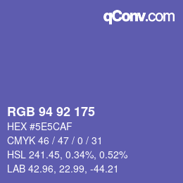颜色代码: RGB 94 92 175 | qconv.com