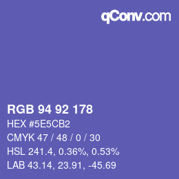 カラーコード: RGB 94 92 178 | qconv.com