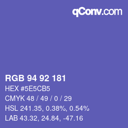 Color code: RGB 94 92 181 | qconv.com