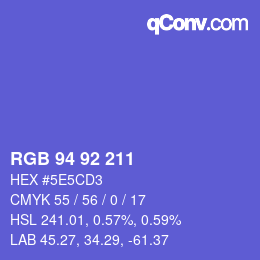 颜色代码: RGB 94 92 211 | qconv.com