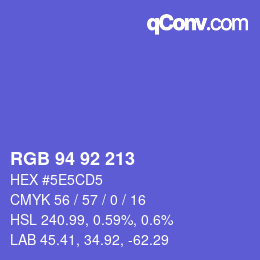 カラーコード: RGB 94 92 213 | qconv.com