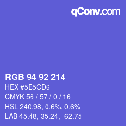 Color code: RGB 94 92 214 | qconv.com