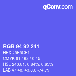 颜色代码: RGB 94 92 241 | qconv.com