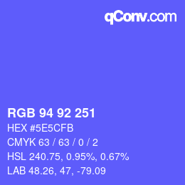 Color code: RGB 94 92 251 | qconv.com