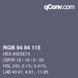 Farbcode: RGB 94 94 115 | qconv.com