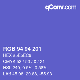 Color code: RGB 94 94 201 | qconv.com