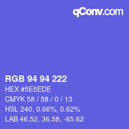 Color code: RGB 94 94 222 | qconv.com
