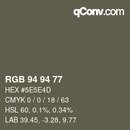 Code couleur: RGB 94 94 77 | qconv.com