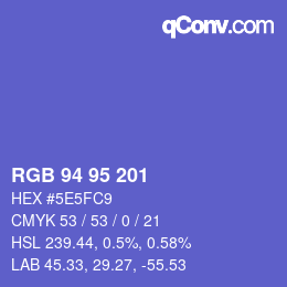 Color code: RGB 94 95 201 | qconv.com