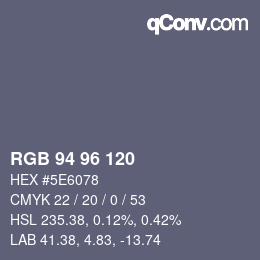 Código de color: RGB 94 96 120 | qconv.com