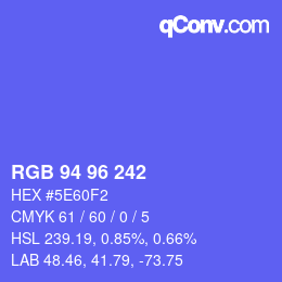 Farbcode: RGB 94 96 242 | qconv.com