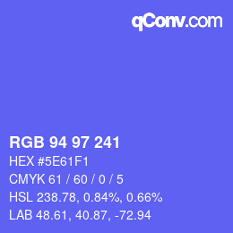 Color code: RGB 94 97 241 | qconv.com