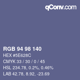 颜色代码: RGB 94 98 140 | qconv.com