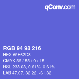 Color code: RGB 94 98 216 | qconv.com